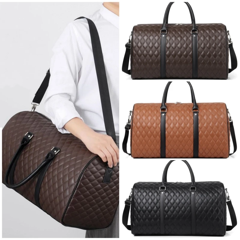 2023 New Portable Pu Leather Travel Bags Men’s Large Capacity Short Trip Storage Bags For Business Travel Storage Bags 
