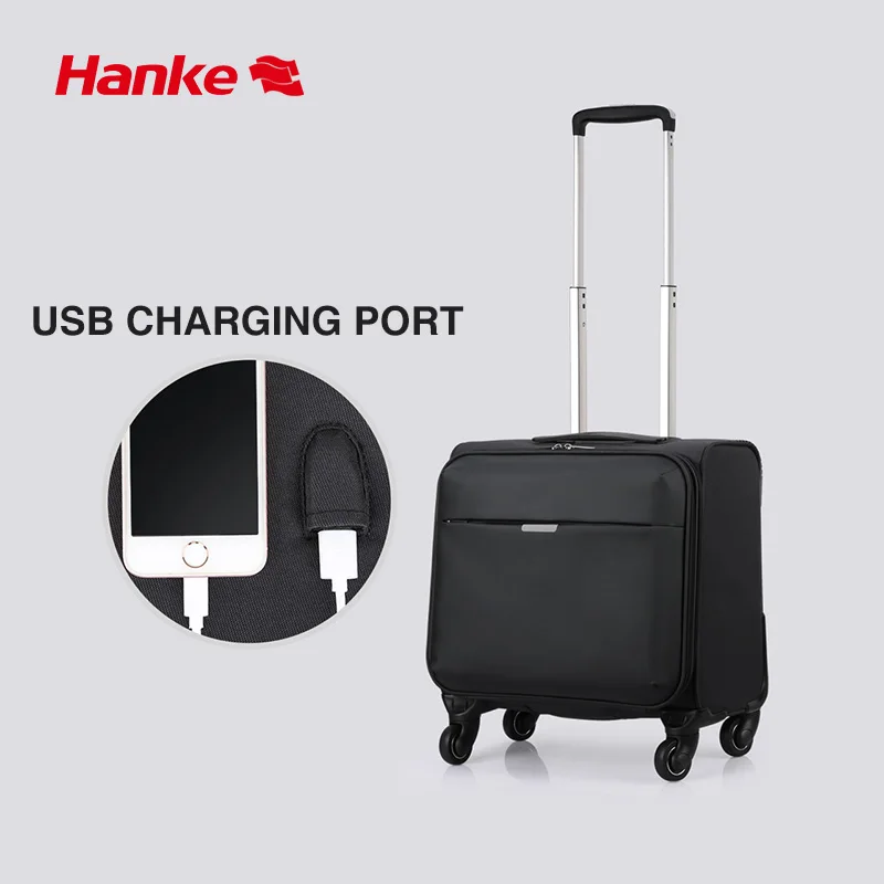 Hanke Brand Boarding Suitcase Travel Trolley Case Carry Rolling Luggage Soft Shell Spinner Wheel TSA Lock Waterproof H8020
