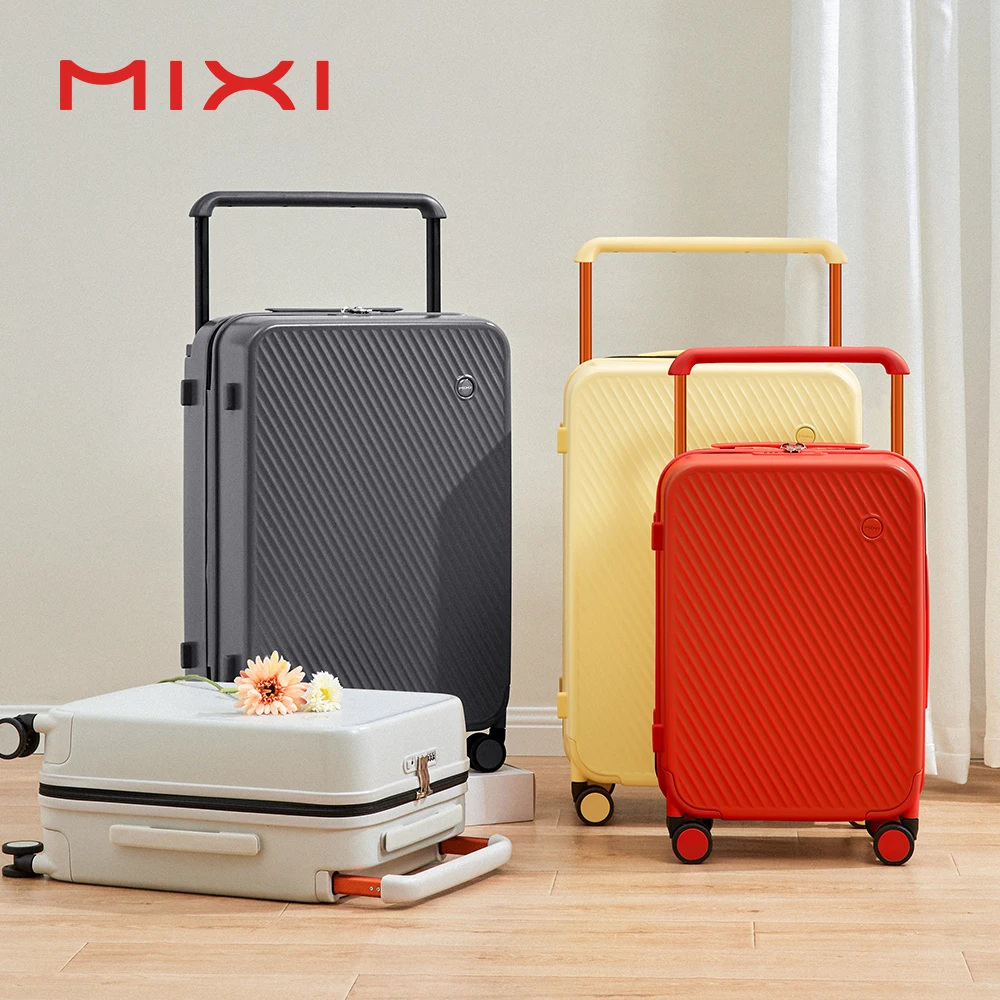 Mixi Wide Handle Travel Luggage Bag Rolling Spinner Wheel Hardside PC TSA Lock 20 24 Inch Unisex