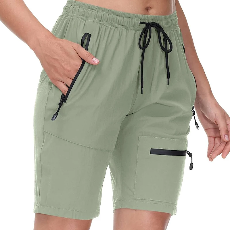 US Hot Sale Women’s Hiking Cargo Shorts Zipper Multi-pocket Quick Dry Waterproof Summer Camping Golf Travel Athletic Walk Shorts
