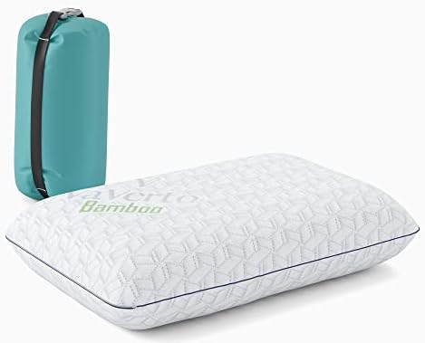 Vaverto Small Memory Foam Pillow for Travel and Camping – Compressible Medium Firm, Contoured Support, Breathable Cover, Machine Washable, Ideal Backpacking, Airplane and Car