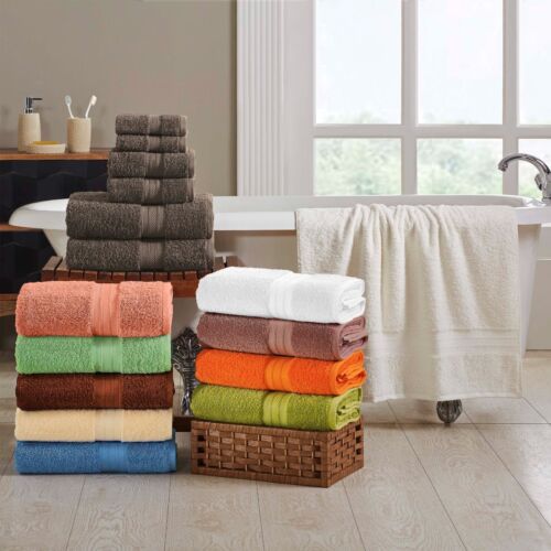 6 Piece Long Staple Combed Cotton Solid Soft Absorbent Quick Drying Towel Set