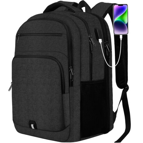 Large Laptop Backpack Big Travel Backpack Anti Theft TSA Approved Black