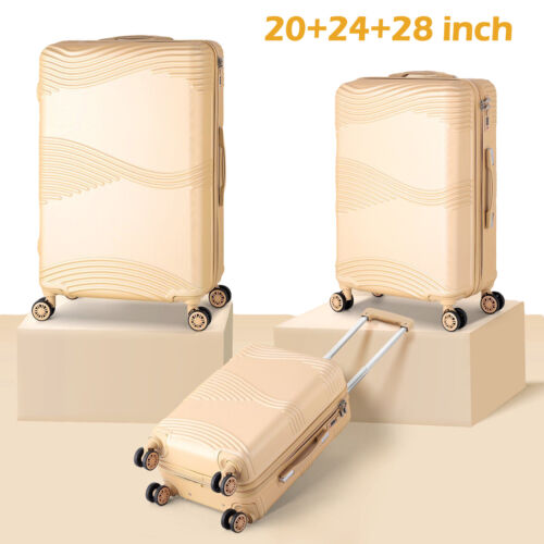 3 Piece Luggage Set with TSA Approved Lightweight ABS Hardshell Travel Suitcases