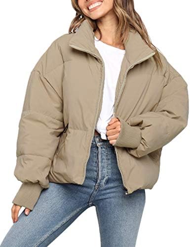 MEROKEETY 여성 2024 겨울 긴 소매 지퍼 파퍼 재킷 포켓 버기 짧은 다운 코트