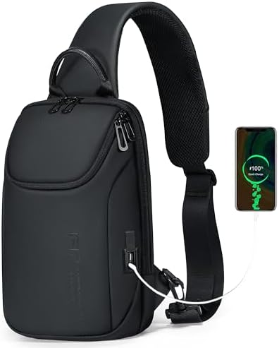 남성용 슬링 가방, 방수 도난 방지 크로스 바디 숄더 가슴 가방, 여성용 소형 배낭, 경량 원 스트랩 여행 캐주얼 데이 팩 배낭, USB 포트 첨부